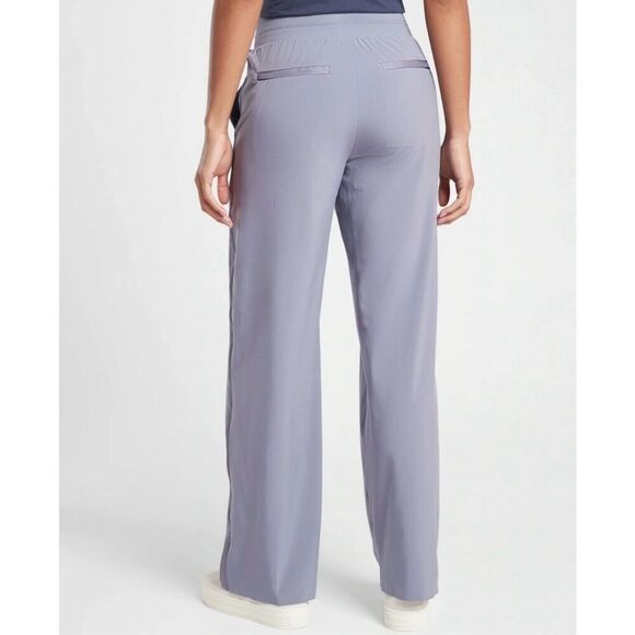 Athleta Pants Womens 14 Nolita Wide Leg Tempest Violet High Rise Side Stripe Poc - Picture 2 of 7
